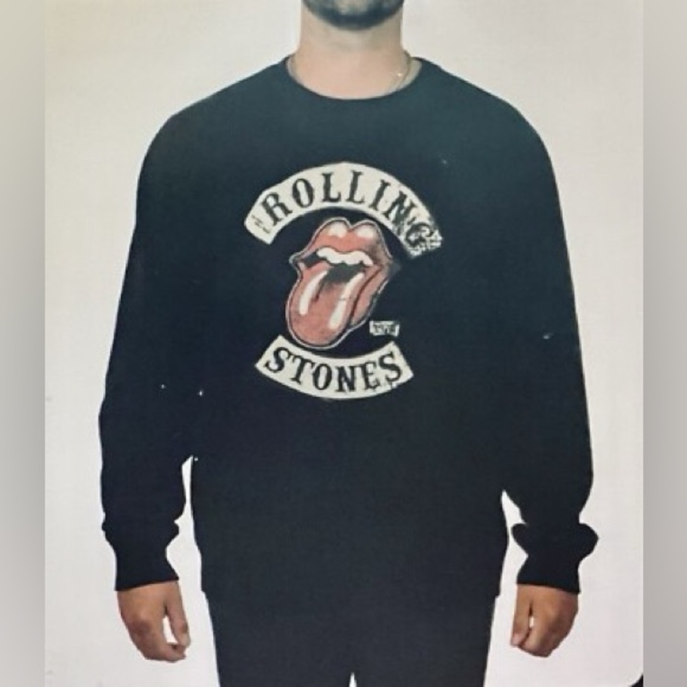 The Rolling Stones Labeled Long Sleeve‎ Band Sweatshirt  Fleece Unisex XXL Black